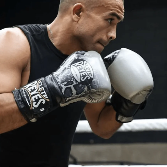 Luva de boxe Cleto Reyes Black Steel Snake - Velcro e cadarço